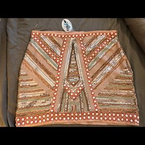 Boutique brand sequin and beaded mini skirt